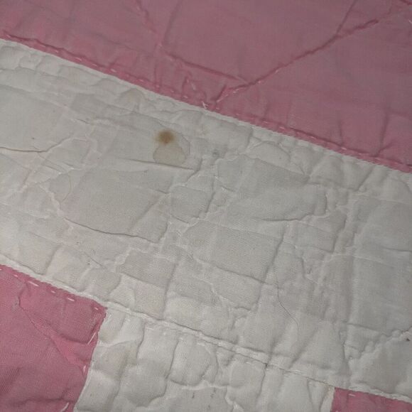 Vintage Baby Quilt Embroidered Goodnight Prayer Lay Me Down to Sleep 40” x 51” - Picture 14 of 16